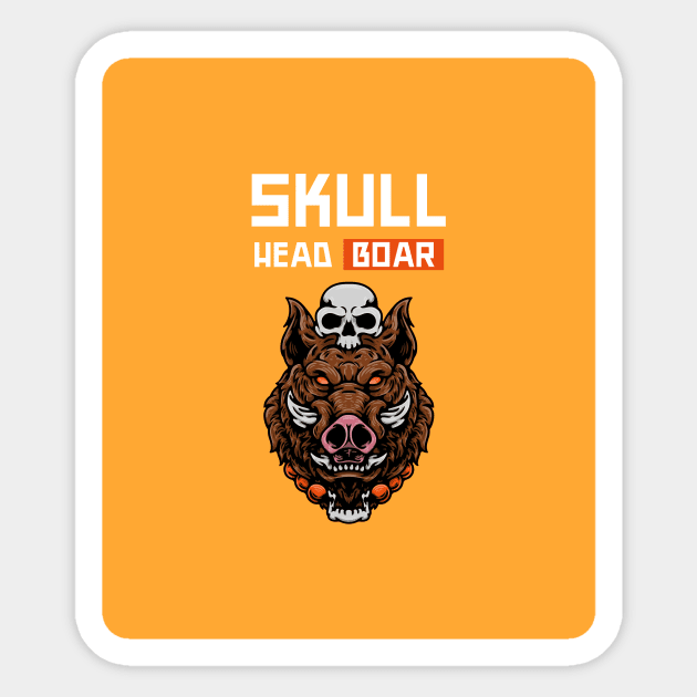 Skull Head Boar Sticker by AladdinHub